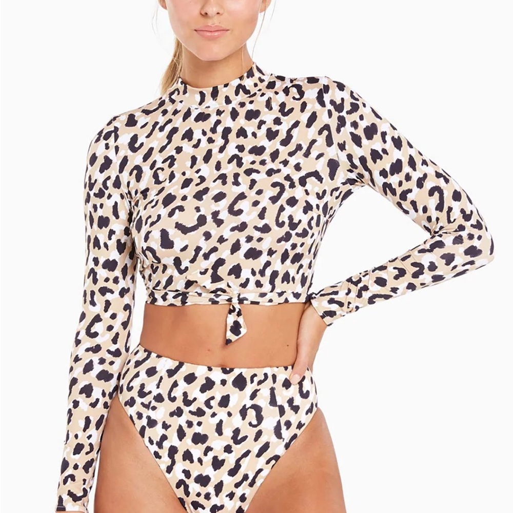 NWT Vitamin A Leopard Print Barcelona High Waist Bikini Bottom